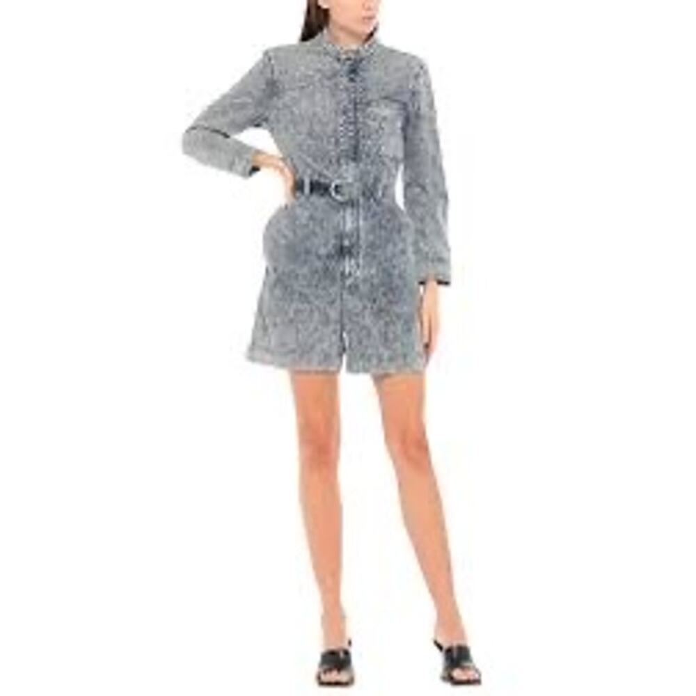 Stella McCartney Acid Wash Denim Overalls Romper Long Sleeve Size EU 38